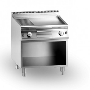 Electric fry top chromed 2/3 smooth 1/3 striped plate MDLR Open cabinet Model CL7080FTRESCR