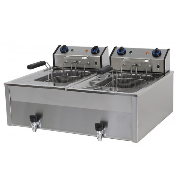 Electric fryer Countertop MR 2 tanks with tap Power: Kw 6+6 Model MF1010T6