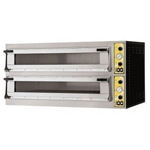 Electric mechanical pizza oven PF 2 cooking chambers N. Pizzas 9 + 9 (Ø cm 35) or N.5 + 5 Trays 60X40 Model MIZAR 99 GLASS