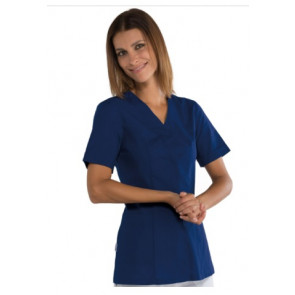 Woman Sion blouse SHORT SLEEVE 65% Polyester 35% Cotton BLUE Avaible in different sizes Model 005202