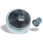 Set of 8 smooth round pastry cutters in stainless steel Size ø da cm. 3 a cm. 10 Model 670-300