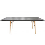 Indoor table TESR Powder coated metal frame, wood legs, MDF top and extension, painted in stone color Model 1324-A75