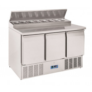 Refrigerated saladette GN1/1 with stainless steel sandwich top Model CRS93A - 3 self-closing door Static refrigeration