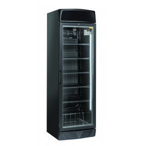 Professional refrigerated black drinks display with advertising opaline Model TKG390CB