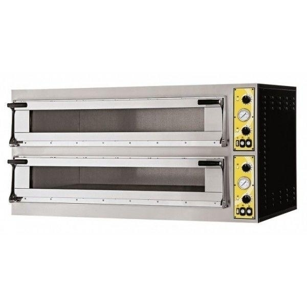 Electric mechanical pizza oven PF 2 cooking chambers N. Pizzas 6 + 6(Ø cm 40) or N.3 + 3 Trays in horizontal position 60X40 Model MIZAR 66L GLASS