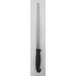 Narrow ham knife Tempered AISI 420 stainless steel blade with conical sharpening, satin finish.  Handle in rubberized non-toxic material, anti-slip and dishwasher safe.Blade Cm 30 Model CL11095