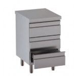 Stainless steel self-supporting cabinet with 3 drawers without upstand with worktop Model DSNCT057