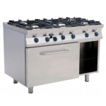 Gas range 6 burners CI Model RisCu049 Gas oven GN 2/1 Gas power 36,4 kW