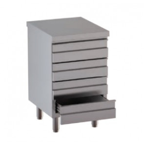 Stainless steel self-supporting cabinet with 4 drawers without upstand with worktop Model DSNCQ057