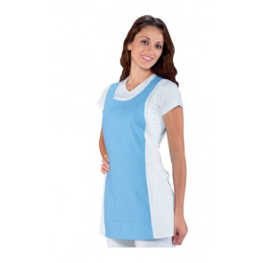 Lady Papeete apron 100% Cotton White and light blue Model 013042