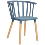 Indoor armchair TESR Powder coated metal frame, wood legs, polypropylene shell Model 1525-D24