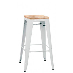 Stackable indoor stool TESR Powder coated metal frame Wood seat Model 1082-BT503W