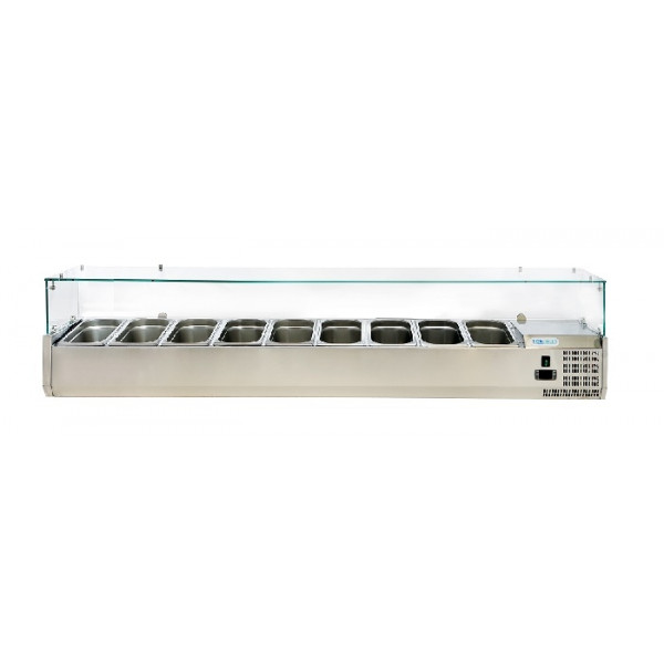 Refrigerated pizza display case stainless steel AISI 201 ForCold Model VRX2000-380-FC 9 x GN1/3