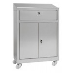 Cabinet made of stainless steel IXP with wheels n. 2 hinged doors and drawer Model 69904430C