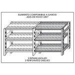 Stainless steel hook shelving IXP 3 perforated shelves Modular element To add to existing element NOT FOR USE ALONE Polished finish Model SC315FCG