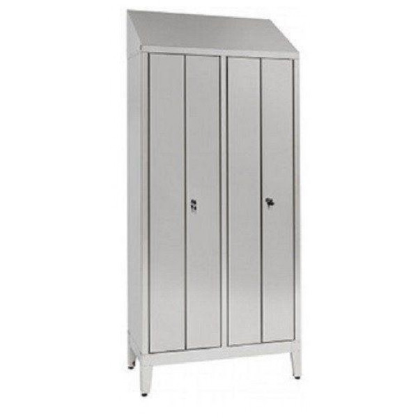 Changing room locker made of stainless steel 304 IXP N.2 COMPARTMENTS N.2+2 hinged doors Model 69408