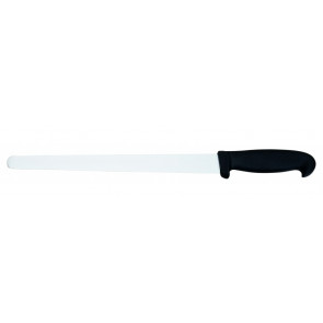 Ham knife Tempered AISI 420 stainless steel blade with conical sharpening, satin finish. Handle in rubberized non-toxic material, anti-slip and dishwasher safe. Blade Cm 30 Model CL1230
