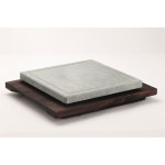 Square ollar stone with wooden base 25x25 cm Model POR2525B
