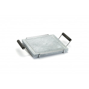 Square ollar stone Chromed frames with wooden handles 25x25 cm Model POR2525