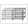 Stainless steel bolt shelving IXP 3 perforated shelves thickness cm 2,5 stainless steel 8/10 Lenght cm 70 Depth cm 60 Height cm 150 Modular element With plastic feet and bolts Cut-off edges Polished finish Model B3707060C