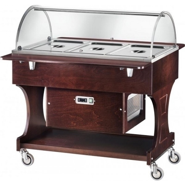 Wooden refrigerated trolley Model CLR2788 with Plexiglas dome
