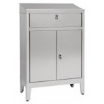 Cabinet made of stainless steel IXP with feet n. 2 hinged doors and drawer Model 69902430C