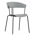 Stackable indoor chair TESR Powder coated metal frame, seat and backrest in polypropylene Model 1902-RD01