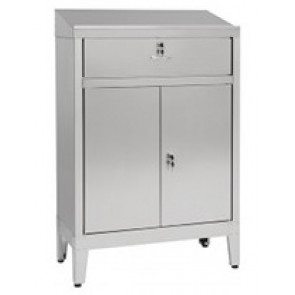 Cabinet made of stainless steel IXP with feet n. 2 hinged doors and drawer Model 69902430C