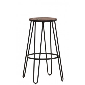 Indoor stool TESR Powder coated metal frame, wood seat Model 1785-M58