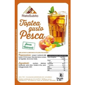 Powdered preparation already sweetened (Both cold and hot) flavoured Peach taste without food colours Packs of gr 500 in cartons of 30 bags Model 601