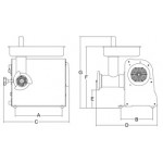 Meat grinder Model TC8VEGASFX Structure in robust anodized aluminum profile and stainless steel sides Hourly production kg/h. 70