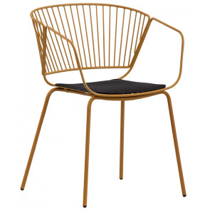 Stackable outdoor armchair TESR​Powder coated metal frame, synthetic leather pad Model 1910-RD09