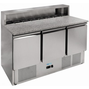 Static refrigerated Saladette in stainless steel AISI 201 Model G-PS903-FC three doors