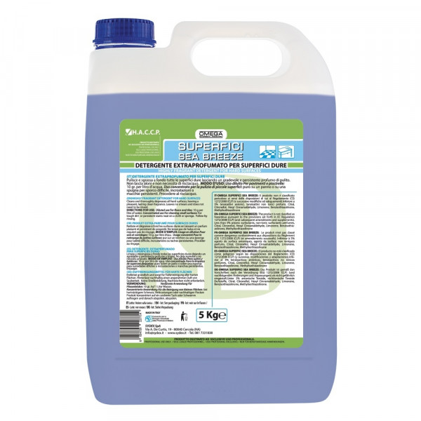 Detergent Degreaser extraperfumed for hard surfaces Sea Breeze Box with 4 cans of 5Kg Model OSSB-20