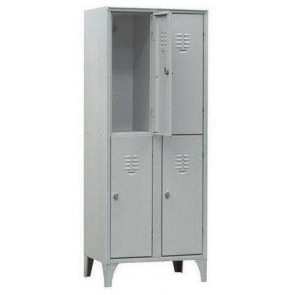 Overlapped changing room locker FAS made of steel sheet Thickness 6/10 N.4 Compartments N.4 Hinged doors Card holder Coat-hanger Model H070Q1802B