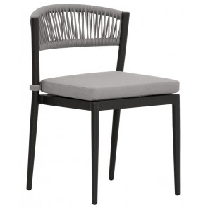 Stackable outdoor chair TESR Powder coated aluminum frame, backrest in rope, waterproof pad Model 1699-UE03