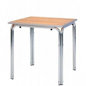 Outdoor table TESR anodized aluminum frame, wood band top with aluminum edge Model 677-MTW013C
