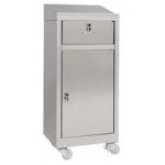 Cabinet made of stainless steel IXP with wheels n. 1 hinged door and drawer Model 69903430C