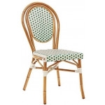 Stackable outdoor chair TESR Painted aluminum frame bamboo look, nylon strap covering Model 062-AM10
