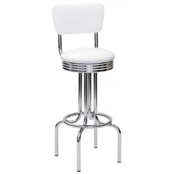 Indoor stool TESR Chromed metal frame Swivel seat Synthetic leather seat and backrest Model 245-B030