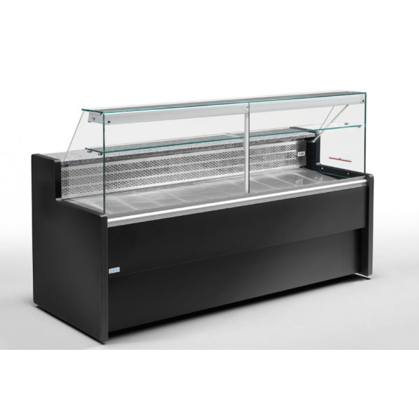 Refrigerated food counter ideal for deli cheese and gastronomy Zoin Model Tibet TB200PSSG Straight glass Static refrigeration with storage Built-in group