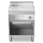 Electric fry top Chromed 2/3 smooth 1/3 striped plate MDLR Model F7070FTECLRA Open cabinet