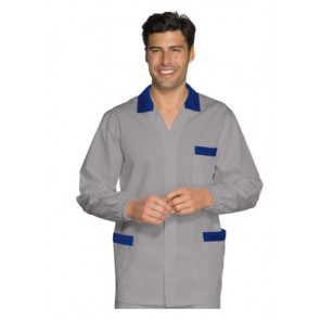 Chef jacket Peter Long sleeve 65% Polyester 35% Cotton Gray and blue Available in different sizes Model 036112