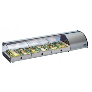 Refrigerated countertop display Model SUSHI6GNSS for Sushi Separate glass Containers GN1/3