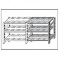 Stainless steel hook shelving IXP 3 perforated shelves thickness cm 2,5 stainless steel 8/10 Lenght cm 70 Depth cm 30 Height cm 150 Modular element With plastic feet and reinforcements Cut-off edges Polished finish Model  G3707030C