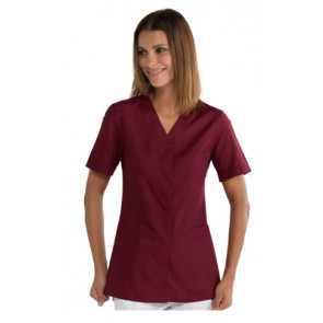 Woman Sion blouse SHORT SLEEVE 65% Polyester 35% Cotton BORDEAUX Avaible in different sizes Model 005203