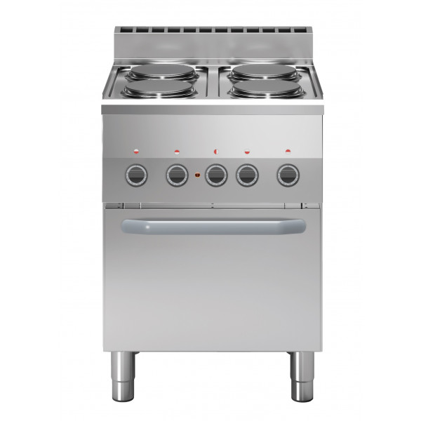 Electric range 4 plates MDLR Model F6060CFE Ventilated electric oven GN2/3 with stainless steel door