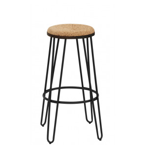 Indoor stool TESR Powder coated metal frame, wood and cork seat Model 1916-CD04