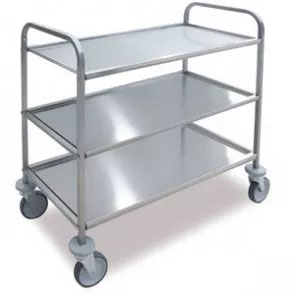 BLV Carrello Da Servizio In Acciaio Inox 3 Ripiani | 75x40x83 Cm Con Ruote Frenate | Per Hotel E Cucine - 4