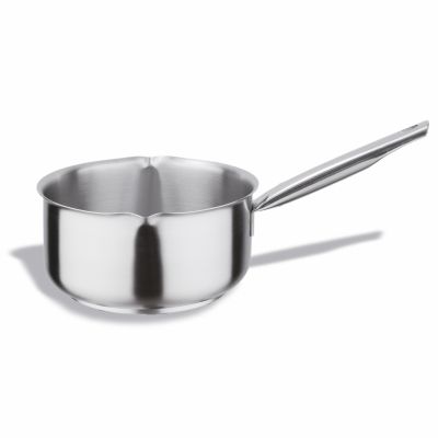 Casseruola con becchi versatoi in acciaio inox 18/10 Capacità lt. 1.5 Dimensioni ø cm. 16x7.5h Modello 126-016